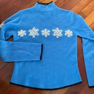 Obermeyer Signature Blue White Snowflake Ski Sweater